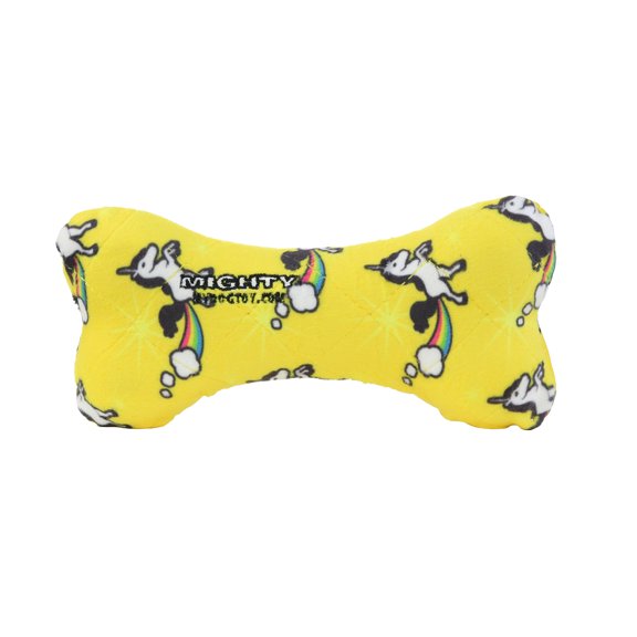 Mighty No Stuff Medium Bone Dog Toy, Unicorn , Squeaky Plastic Core