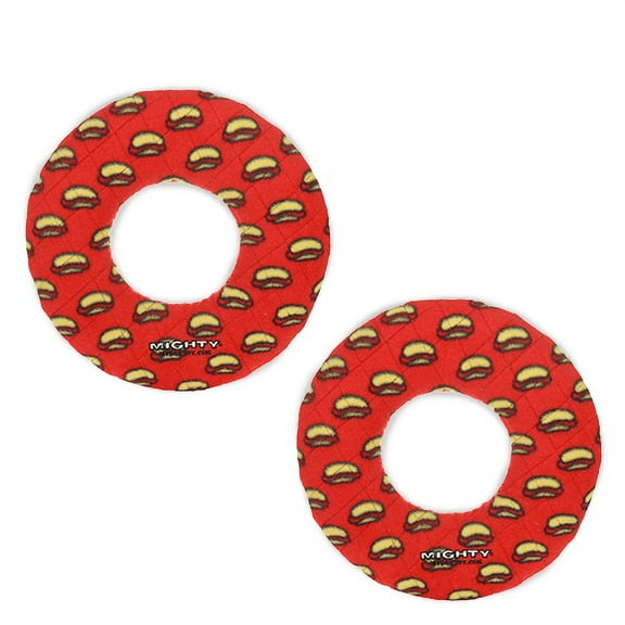 Mighty No Stuff Medium Ring 2 Pack Dog Toy, Red , Squeaky Plastic Core