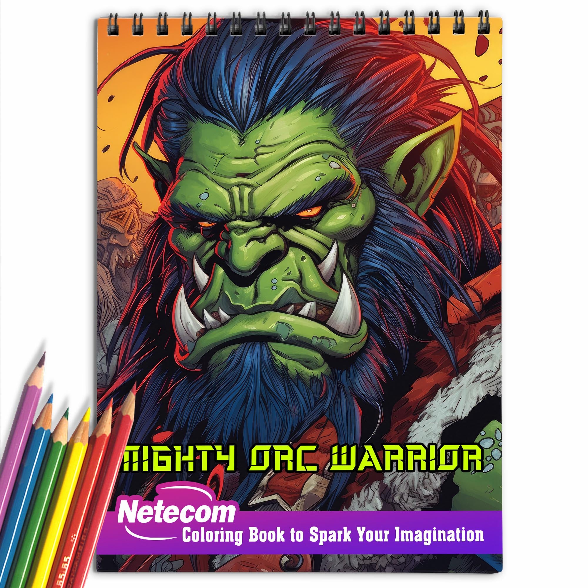 Mighty Orc Warrior Spiral Bound Coloring Book, Unleash Your Creativity ...