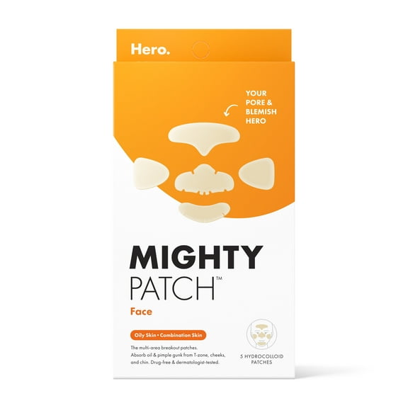 Hero Cosmetics Mighty Patch Face, Multi-Blemish Hydrocolloid Acne Pimple Patch, 5 count
