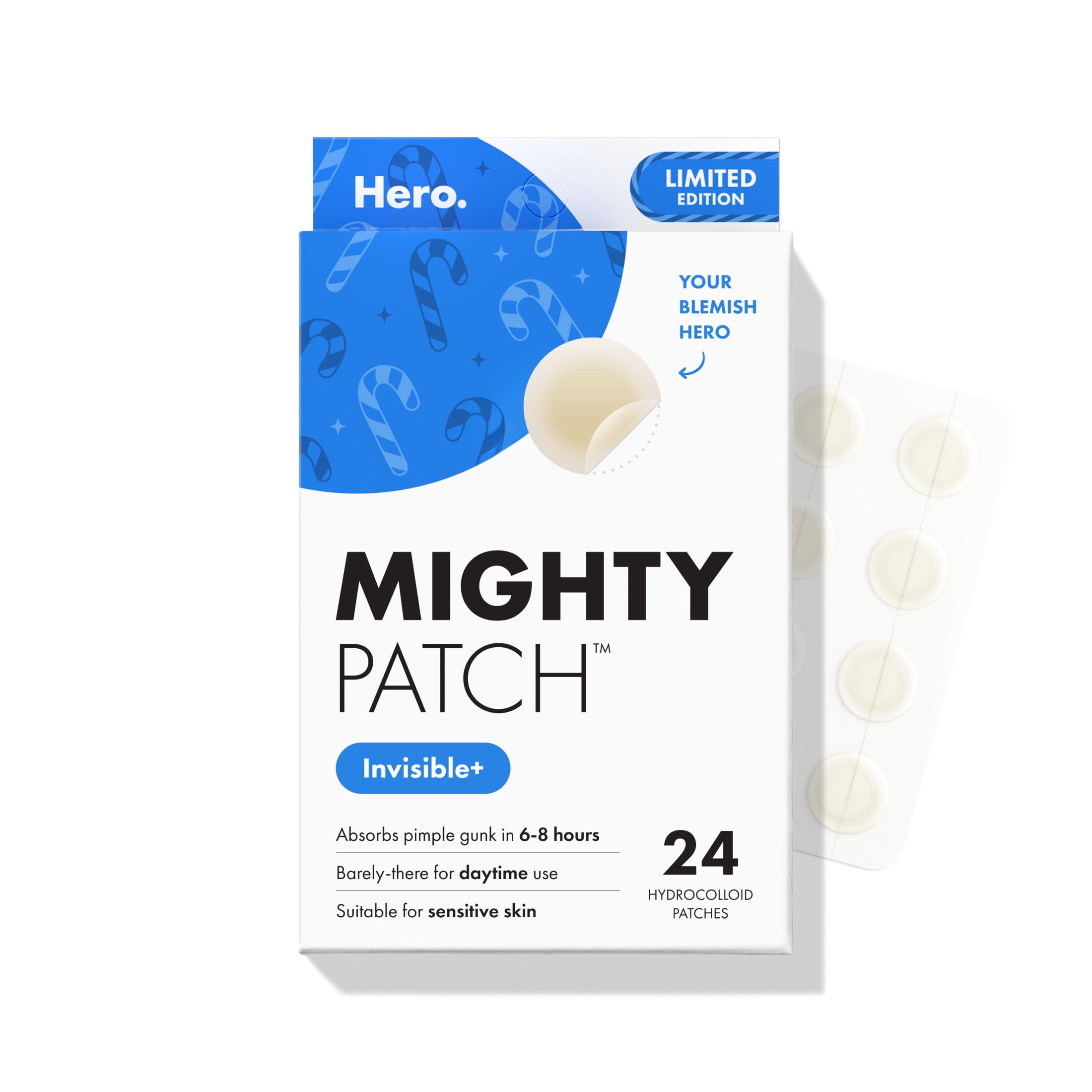Hero Cosmetics Mighty Patch Invisible, Daytime Hydrocolloid Acne Pimple Patch, 24 Count