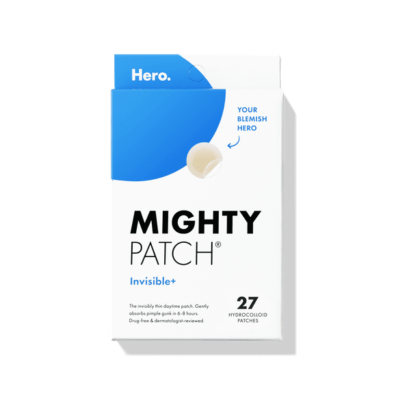 Mighty Patch by Hero Cosmetics Invisible+ Daytime Acne Pimple & Zit Patch Treatment with Hydrocolloid, 27 Count