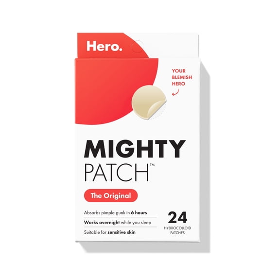Hero Cosmetics Mighty Patch Original, Nighttime Hydrocolloid Acne Pimple Patch, 24 Count