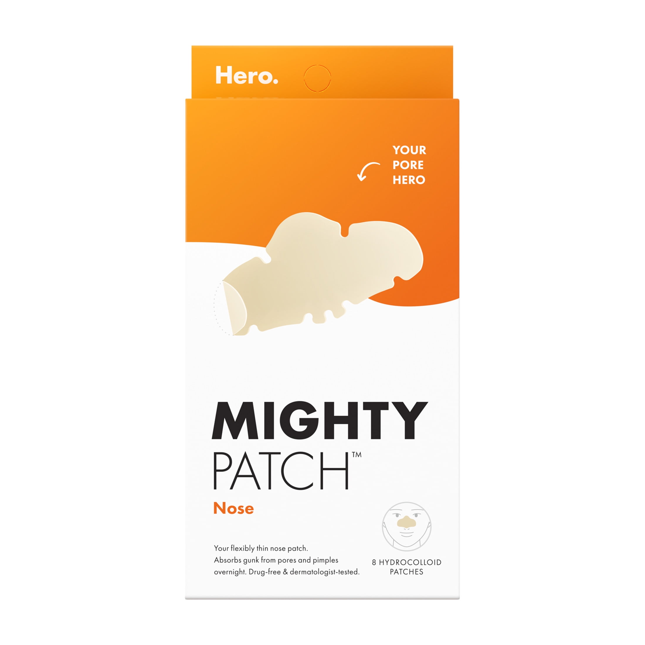 Hero Cosmetics Mighty Patch Nose, Nose Hydrocolloid Acne Pimple Patch, 8ct