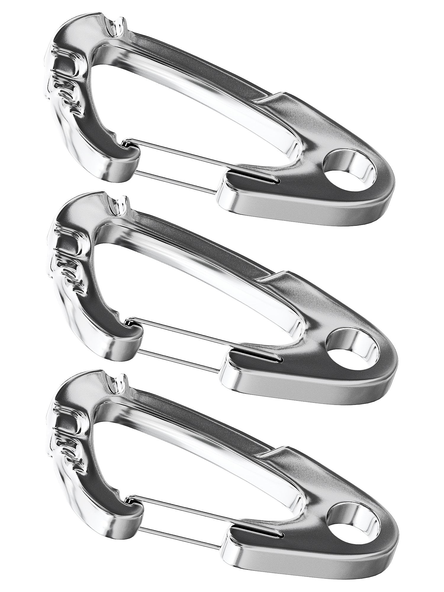 Mighty Paw, Dog Tag Carabiner Clips, 3pk, Stainless Steel