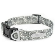 Mighty Paw Grey Paisley Designer Collar | Stylish Adjustable Patterned Collar Dogs. Made with Heavy-Duty Hardware and Soft Weather