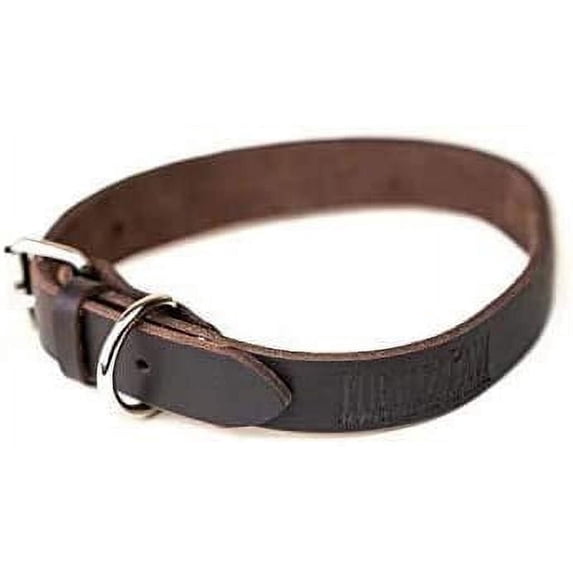 Mighty Paw Leather Dog Collar, Distressed Real Genuine Leather and a Strong Metal Buckle. Super Soft for Ultimate Comfort. Modern Designer Look for Small, Medium, Large and XL Pets