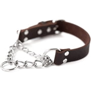 Mighty Paw Leather Dog Training Collar, Martingale Dog Collar with Stainless Steel Chain, Large