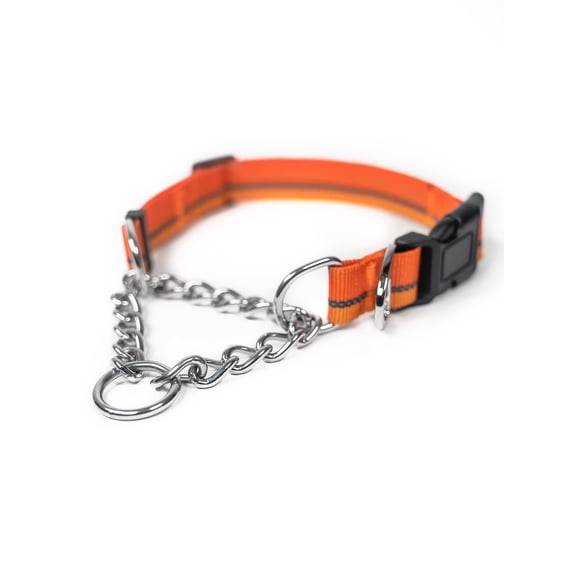 Mighty Paw Martingale Dog Collar 2.0, Trainer Approved Limited Slip Collar with Stainless Steel Chain and Heavy Duty Buckle. Modified Cinch Collar for Gentle and Effective Pet Training