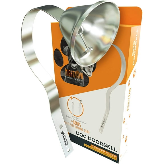 Mighty Paw Metal Potty Bell, Dog Training Bells with Sleek Silver Bell, Includes Free Training Tips