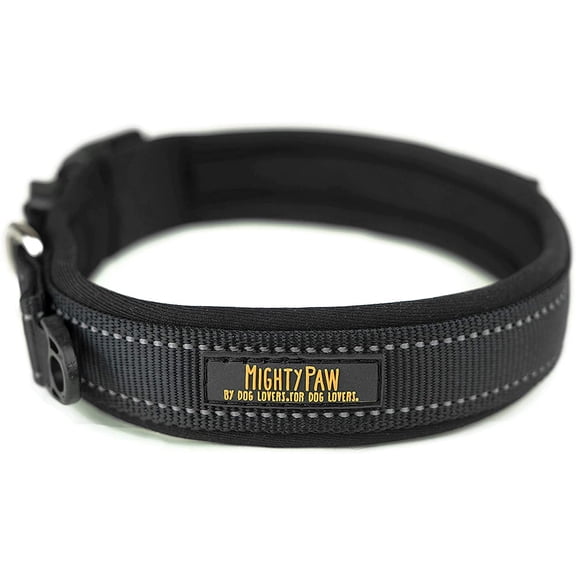 Mighty Paw Neoprene Padded Dog Collar, Sports Collar with Reflective Stitching, Extra Comfort for Active Dogs