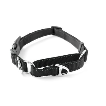 Mighty Paw Dog Training Collar with Reflective Stitching, Dog Collar with Double D-Ring Attachment, Black, Medium