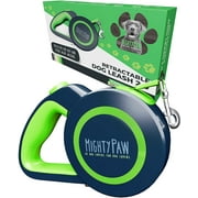 Mighty Paw Retractable Dog Leash with 1 Touch Lock, Extra Durable Nylon Leash, No Slip Grip, Reflective Stitching, Ideal Dog Leashes for Everyday Use, Green, Li