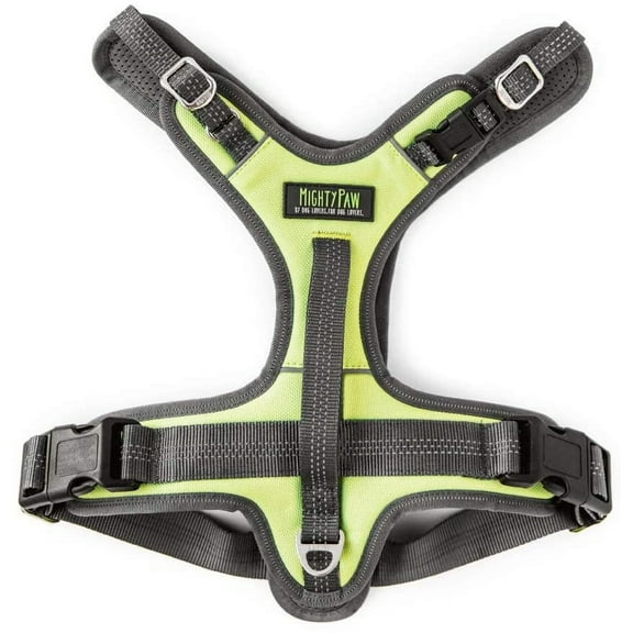 Mighty Paw Sport Harness 2.0 - Padded Dog Harness - Adjustable Neck and Chest Straps - Reflective Stitching - Dog Walker Harness - Dog No Pull Harness - Dog Harness Reflective - Large - Green