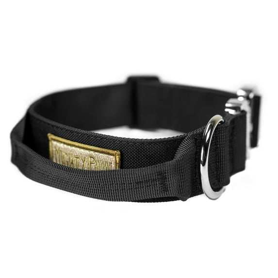 Mighty Paw Tactical Dog Collar with Built-in Handle for Medium to Extra Large Dogs, Black