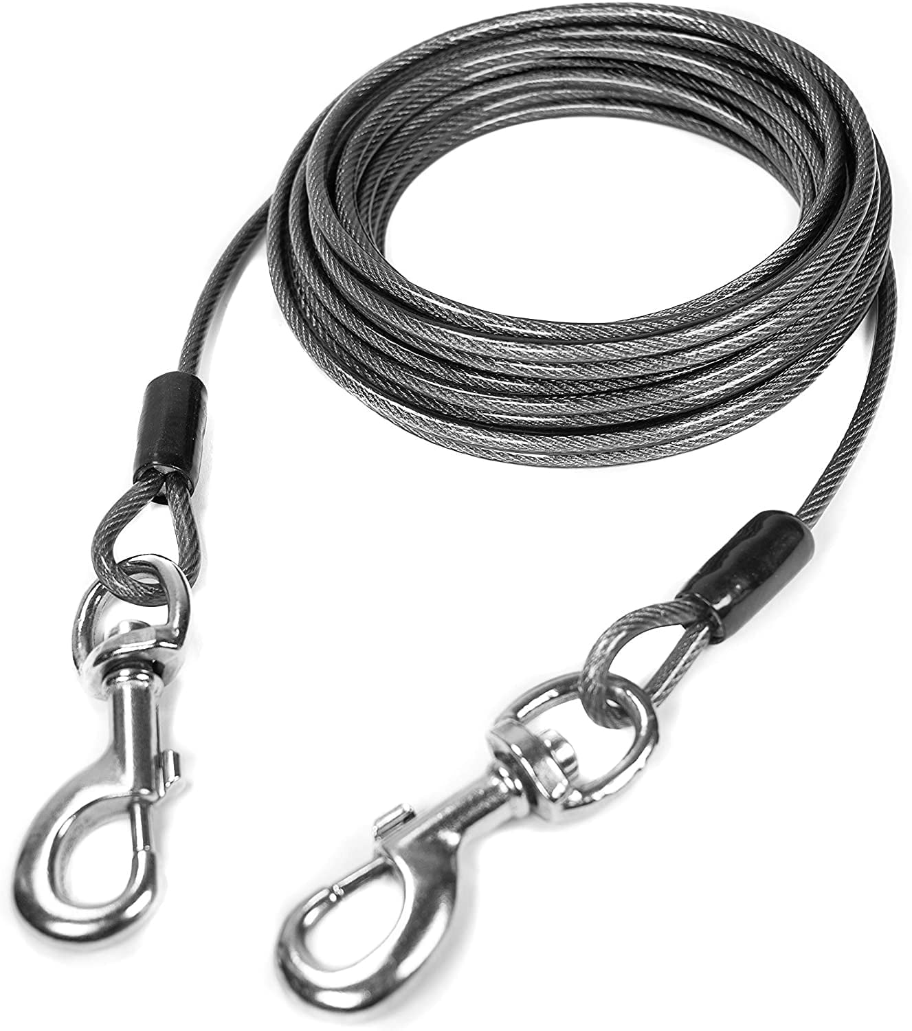 Mighty Paw Heavy Duty Dog Tie Out Cable - Come In 2 Thicknesses - Perfect For Large & Small Dog - Provides Off-Leash Feel With Total Control - Strong Braided Steel Cable For Durability - Weather Proof