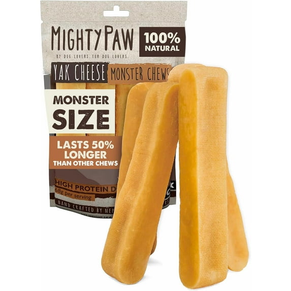 Mighty Paw Yak Cheese Himalayan Dog Chews, Natural Long Lasting Treats for Dogs (X-Large, 4 Pack)
