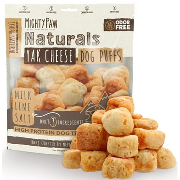 Mighty Paw Yak Cheese Dog Puffs, All-Natural, Crunchy, Long-Lasting, Rawhide Alternative, High Protein Treats, 8 oz
