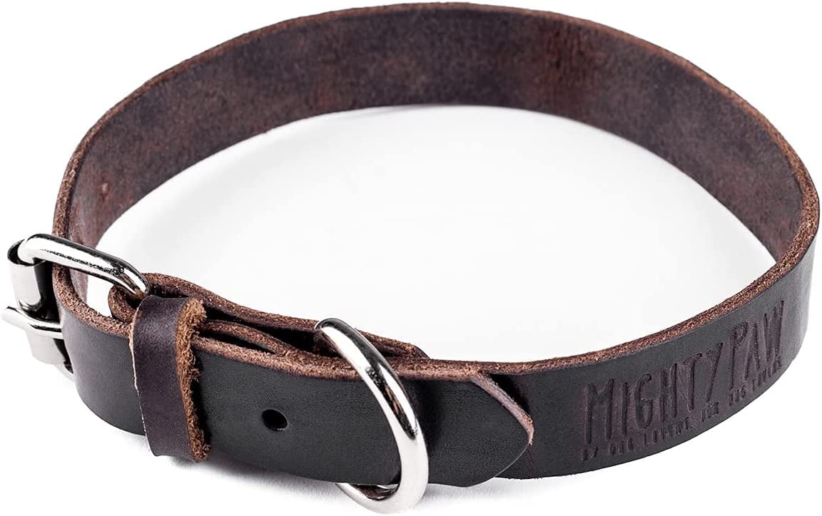 Mighty Paw Soft Leather Dog Collar Genuine Distressed Leather