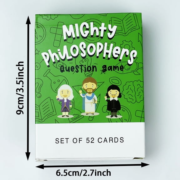 Mighty Philosophers Thought Provoking Question Card Game, 52 Deep Conversation Prompt Deck, Educational Philosophy Discussion Game for Family Nights, Classroom Learning & Adult Group Gatherings