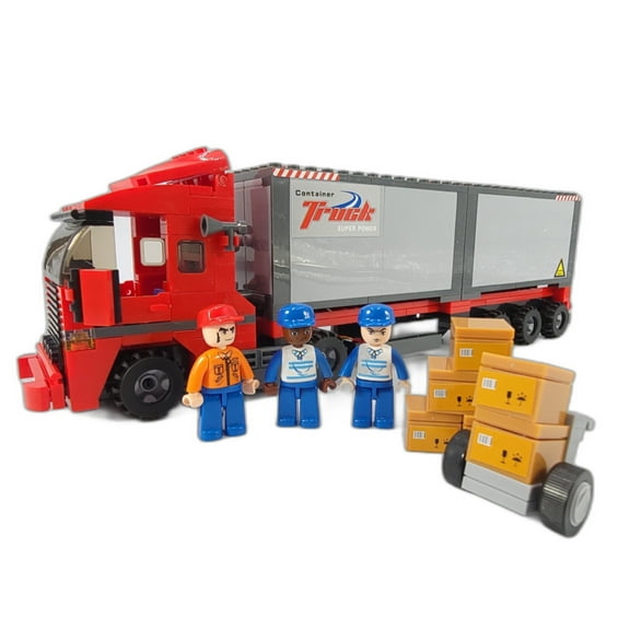 General Jim's Toys & Bricks Mighty Red Hauler Double Container Truck, Collector Building Blocks, 345 Pieces