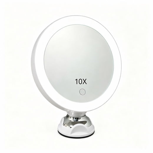 Mighty Rock 10x Magnifying Mirror White Lighted 360 Rotation with Suction Cup