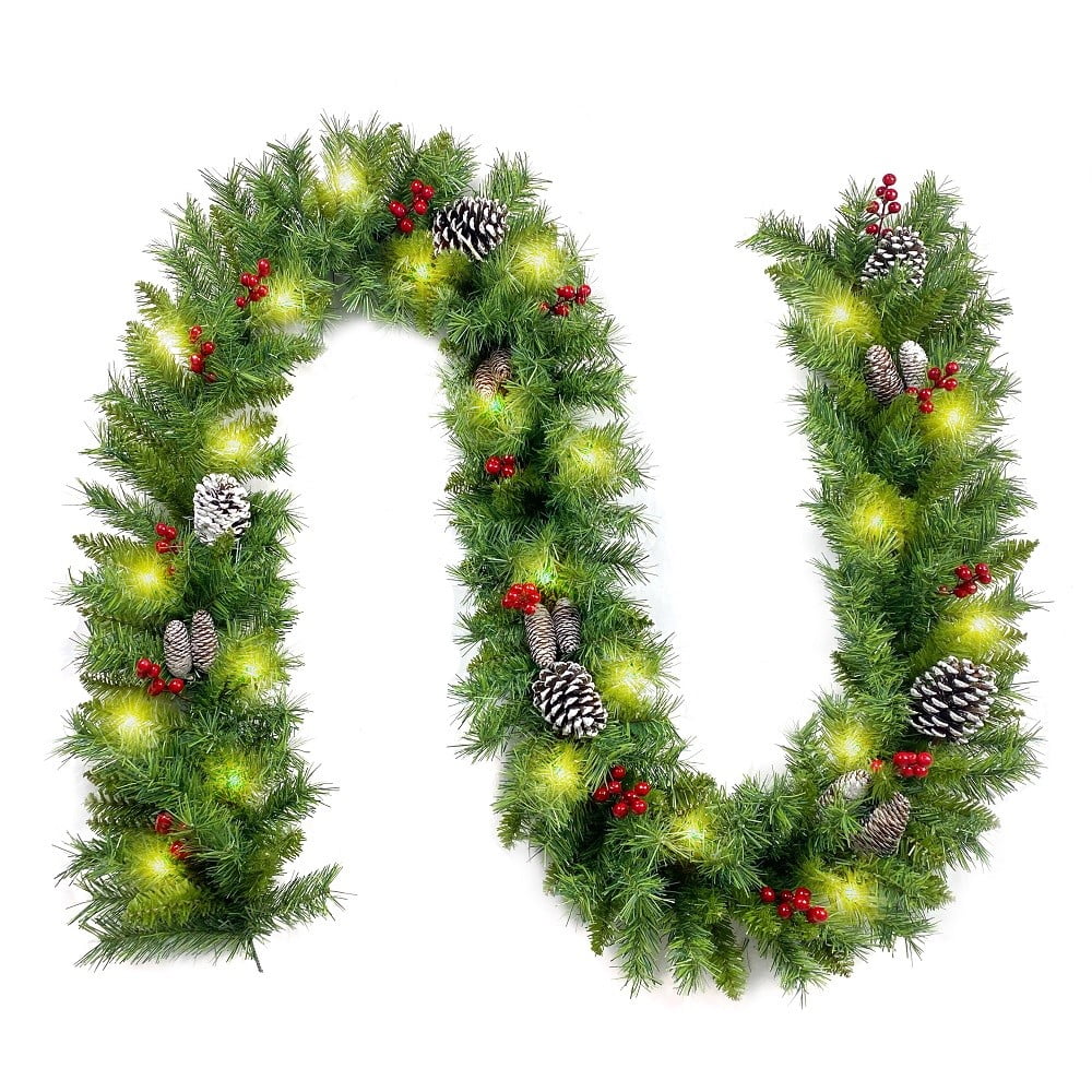 Mighty Rock 9FT Christmas Garland with 50 Waterproof LED Lights, Timer