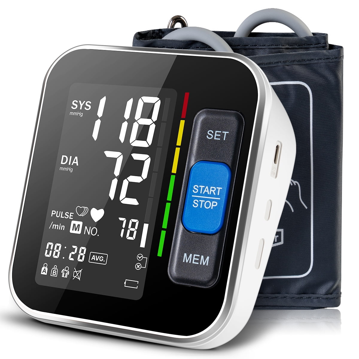  Upper Arm Blood Pressure Monitor - Large Adjustable Cuff -  Automatic BP Machine with Large Backlit LCD Display and 120 Memory Readings  for Fast Accurate Reading for Home Use by MEDca 