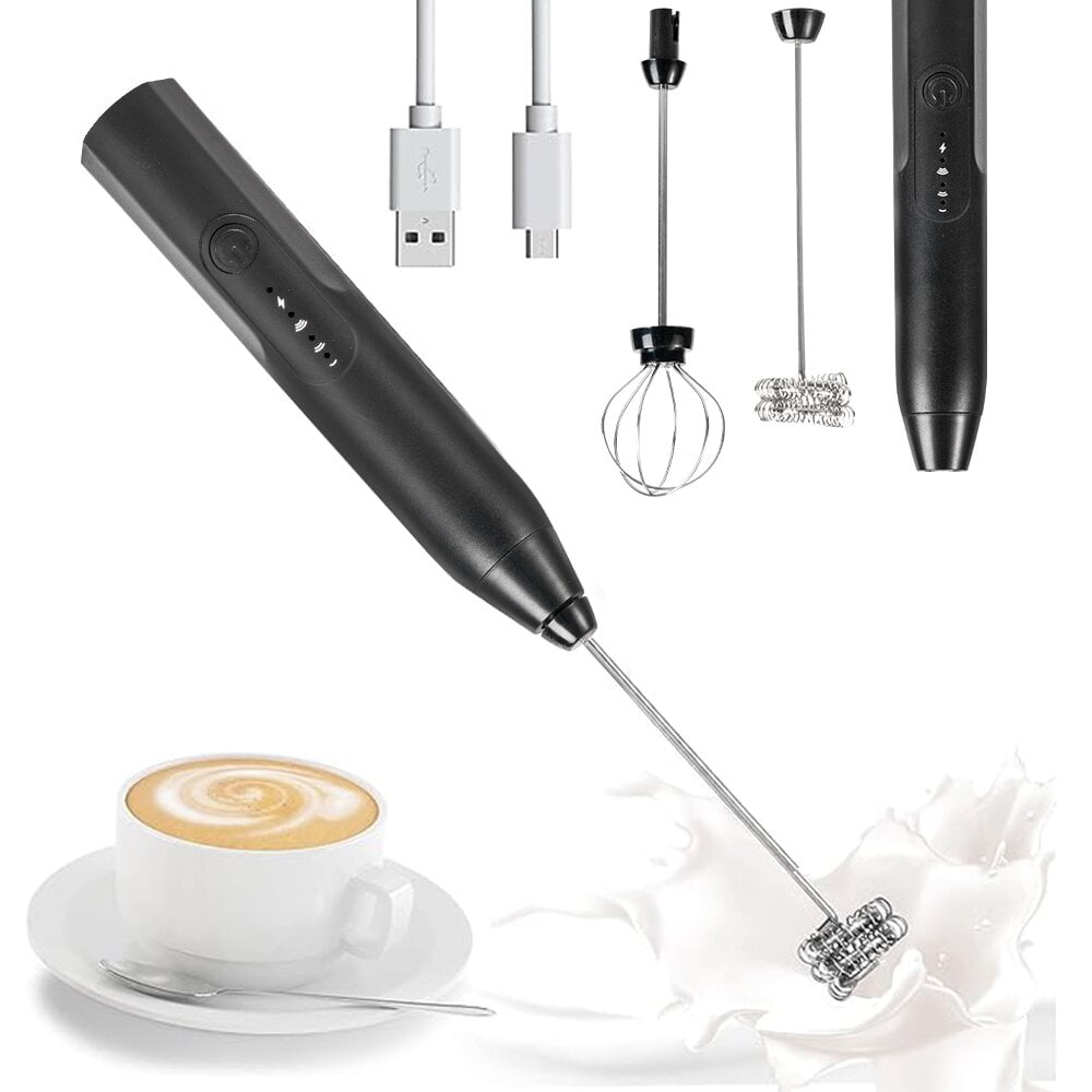 YUSWKO Rechargeable Milk Frother Handheld with 3 Heads, Silver Coffee  Electric Whisk Drink Foam Mixer, Mini Hand Stirrer with 3 Speeds Adjustable  for Latte, Cappuccino, Hot Chocolate, Egg - Yahoo Shopping