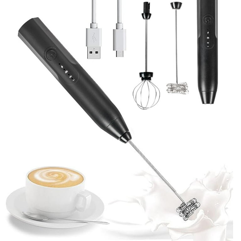 Electric Milk Frother Handheld, Maestri House USB Rechargeable Milk Foam  Maker with 1 Whisks, IPX7 Waterproof, Black