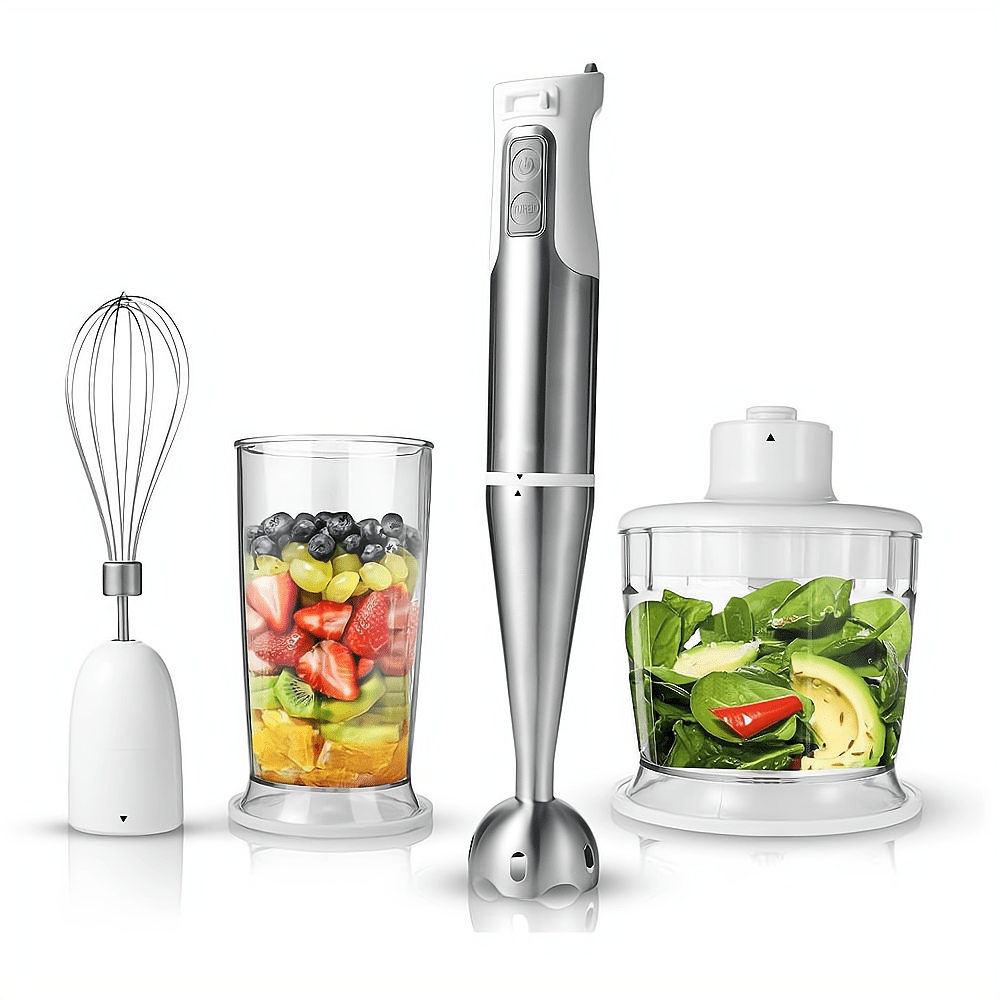 Mighty Rock Immersion Hand Blender Stick Blender Handheld Mixer for Soup  Smoothie Baby Food BPA Free with Whisk Beaker Chopper Bowl