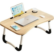 Mighty Rock Laptop Desk Foldable Bed Tray Table Laptop Bed Stand Standing Table for Bed Sofa Couch Floor Beige