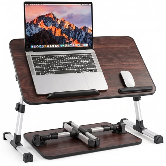 COWIN Laptop Desk Table, Adjustable Laptop Stand, Foldable Lap Desks 20.5×11.82 in(Walnut)