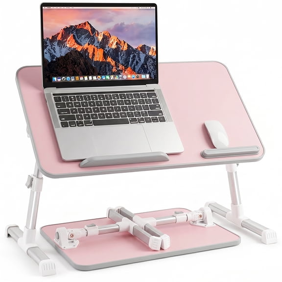 COWIN Laptop Desk Table, Adjustable Laptop Stand, Foldable Lap Desks 20.5×11.82 in (Pink)