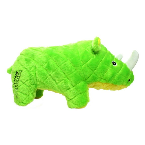 Mighty Safari Rhinoceros Green Durable Plush Squeaky Dog Toy