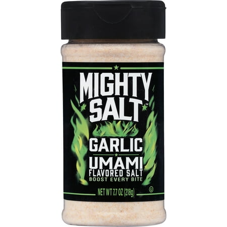 Mighty Salt Garlic Umami Flavored Salt, MSG and Garlic Salt Food Flavoring, 7.7 oz Bottle