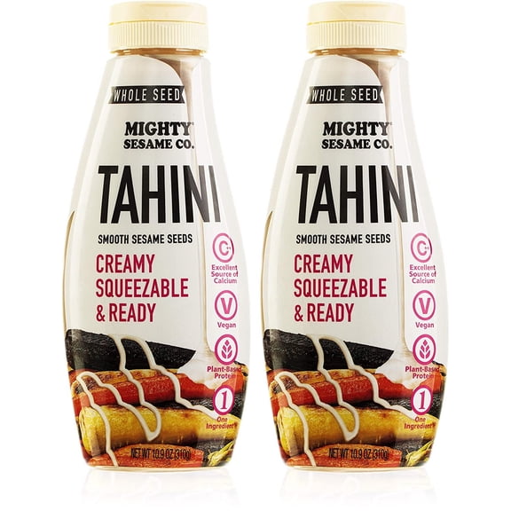 Mighty Sesame "Whole Seed" Creamy & Ready Squeezable Tahini Paste, 10.9oz (2 Pack) Gluten Free, Vegan, Non GMO, Keto Friendly, Plant Based Protein, Kosher