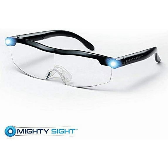 Mighty Sight Magnifying Glasses with LED Light & Travel Case - Great Eyeglasses for Readers, Women, Men, Kids - Use for Close Work or Reading Small Print & Labels - As Seen on TV