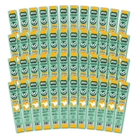 MIGHTY SPARK Spicy Chicken Snack Sticks, Honey and Jalapeno, 48 Count