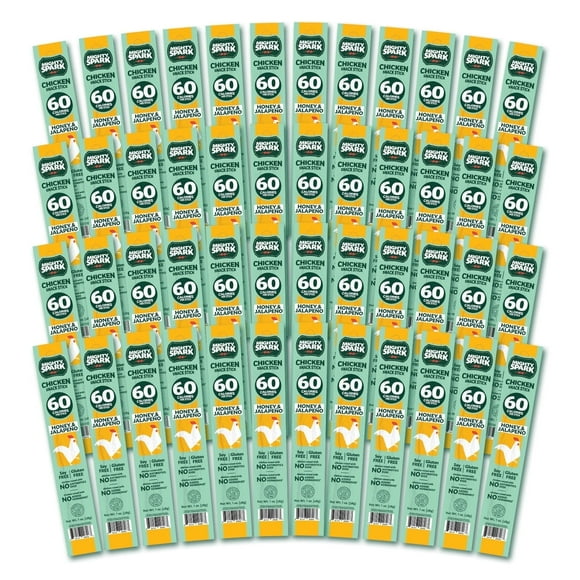 MIGHTY SPARK Spicy Chicken Snack Sticks, Honey and Jalapeno, 48 Count