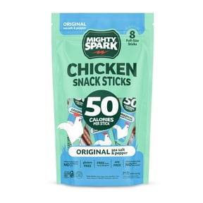 Mighty Spark Original Sea Salt & Pepper Chicken Snack Sticks, 8 oz, 8 Count Bag