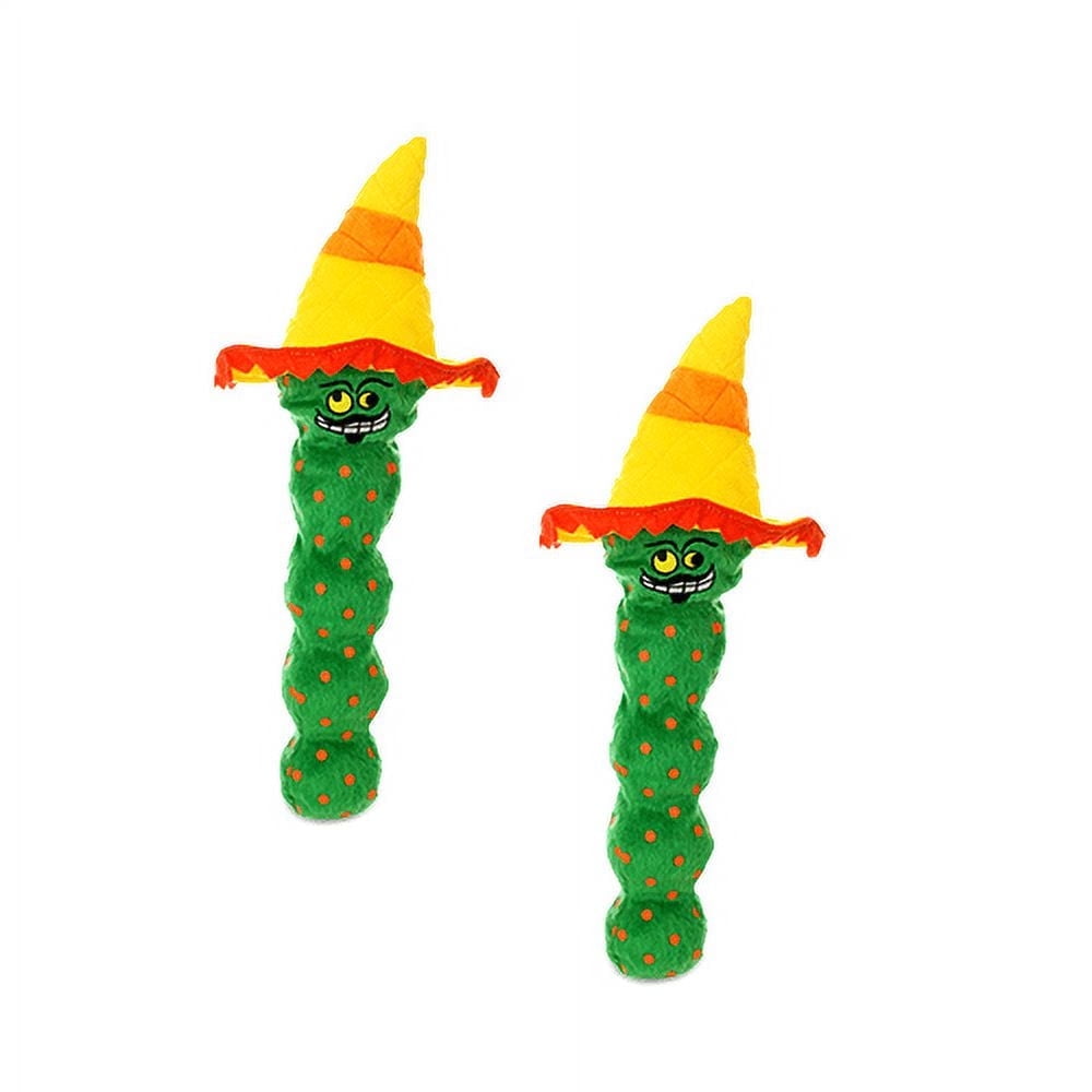 Mighty Tequila Worm Green Durable Plush Squeaky Dog Toy, 2-Pack