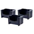 thumbnail image 1 of Jumbo Stackable Storage Bins Pack of 3 Easy-Access Storage Large Easy-To-Grip Handles Wide Front Opening Interlocking Stack Vertically Black, 1 of 6