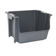 Mighty Tuff Garage Stacking Storage Bin, Plastic, Gray