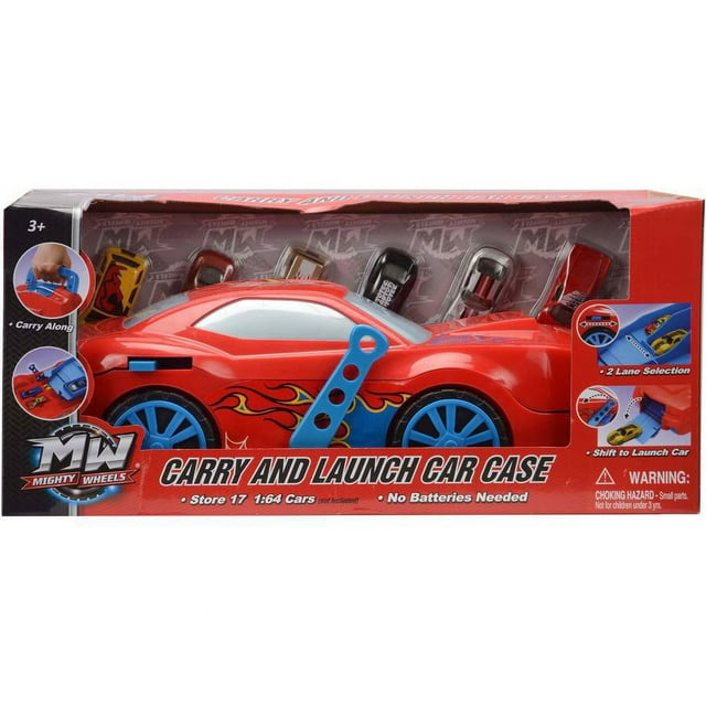 Mighty Wheels Carry   Launch Car Case With 6 Die Cast