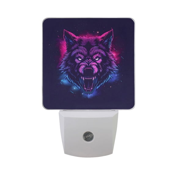 Mighty Wolf Roaring LED Night Light with Smart Sensor Plug Into Wall Dusk to Dawn 2 packs