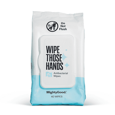 MightyGood.  40 Count Wipe Those Hands Antibacterial Wipes, Fragrance and Alcohol Free (1 Pack) MGSWTH40CT16