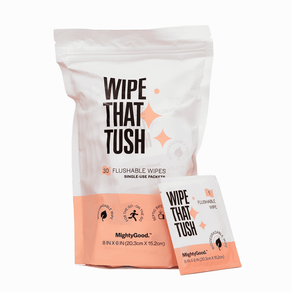 MightyGood. Wipe That Tush Flushable Wipes - 30 Individually Wrapped Wipes