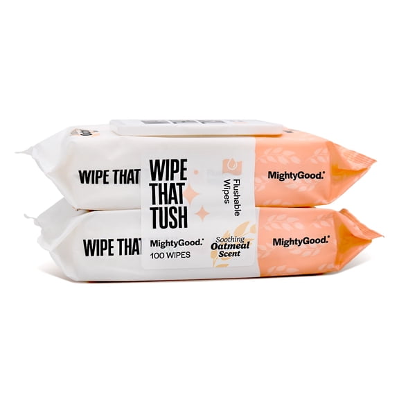 Wipe That Tush Flushable Wipes - Soothing Oatmeal Scent - 2 Packs of 50, 100 Total