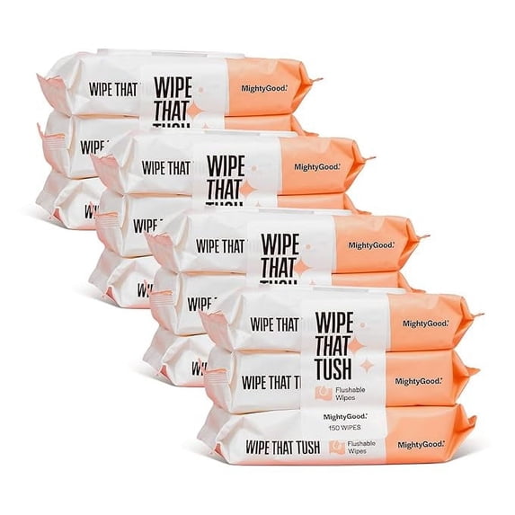 Wipe That Tush Flushable Wipes - Fragrance-Free - 4 Packs of 150 Wipes - 600 Total